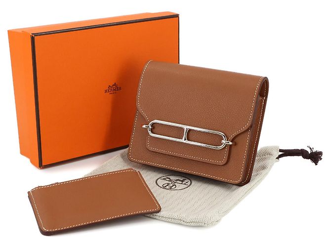 Hermès Portafoglio Slim Roulis Hermes Marrone - vista 2