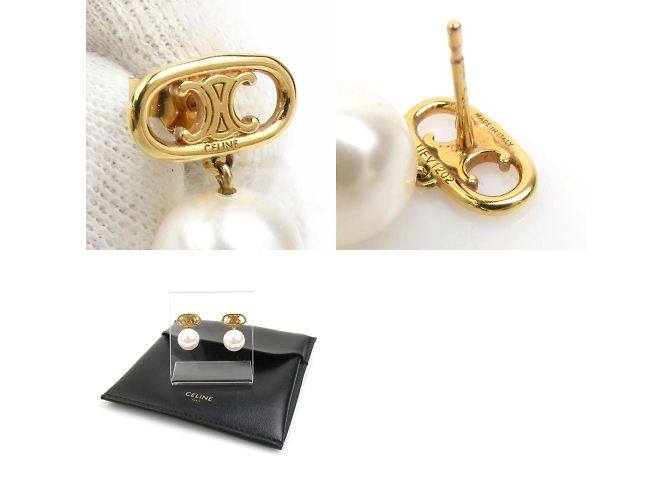 Céline Celine Gold- und Weiß-Ohrstecker Golden - Ansicht 5