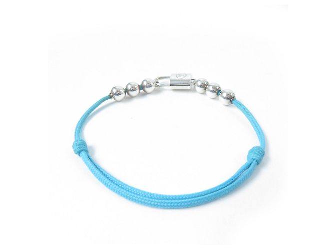 Bracciale in perle Silver Lockit di Louis Vuitton Blu - vista 4