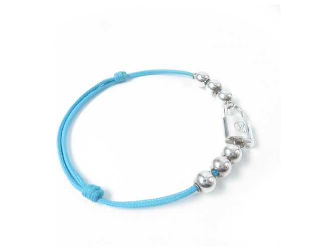 Bracciale in perle Silver Lockit di Louis Vuitton Blu - vista 5