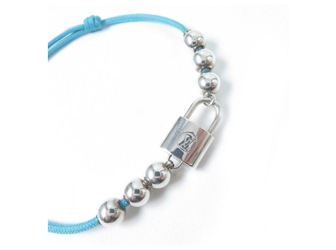 Bracciale in perle Silver Lockit di Louis Vuitton Blu - vista 6