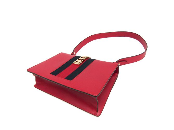 Gucci Sylvie 421882 Women's Leather Shoulder Bag Red - view 2