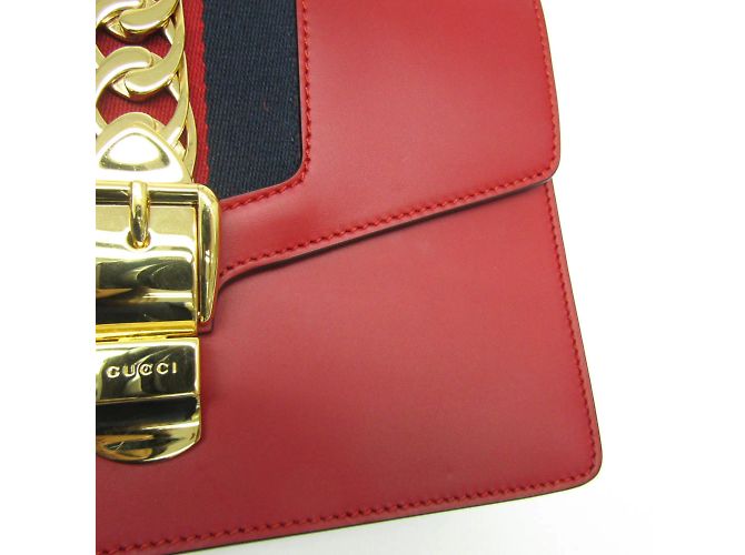 Gucci Sylvie 421882 Women's Leather Shoulder Bag Red - view 4