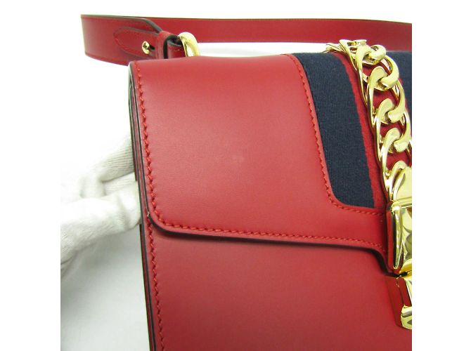 Gucci Sylvie 421882 Women's Leather Shoulder Bag Red - view 5
