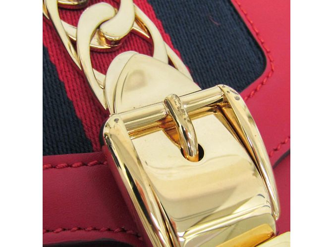 Gucci Sylvie 421882 Women's Leather Shoulder Bag Red - view 8
