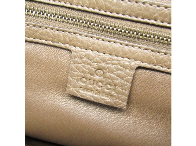 Borsa a spalla in pelle da donna Gucci Bamboo 338985 Cachi - vista 14