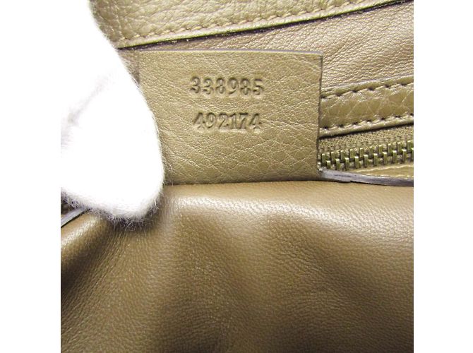 Borsa a spalla in pelle da donna Gucci Bamboo 338985 Cachi - vista 15