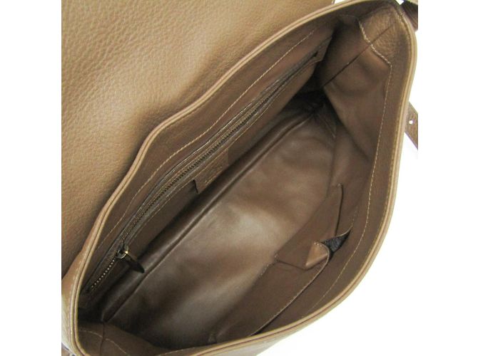 Borsa a spalla in pelle da donna Gucci Bamboo 338985 Cachi - vista 3