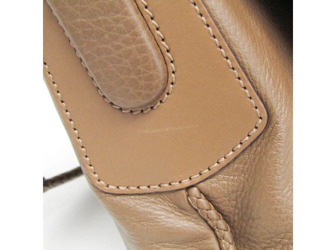 Borsa a spalla in pelle da donna Gucci Bamboo 338985 Cachi - vista 7