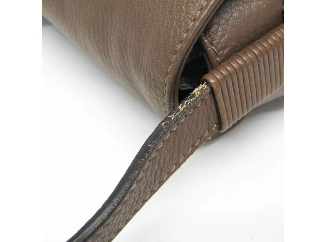 Borsa a spalla in pelle da donna Gucci Bamboo 338985 Cachi - vista 8