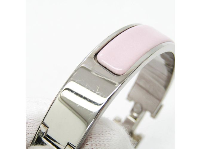 Hermès Bracciale in smalto e metallo Hermes Clic Clac H Argento Rosa - vista 10