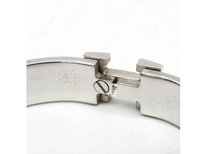 Hermès Bracciale in smalto e metallo Hermes Clic Clac H Argento Rosa - vista 11