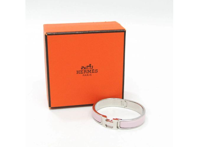 Hermès Bracciale in smalto e metallo Hermes Clic Clac H Argento Rosa - vista 2