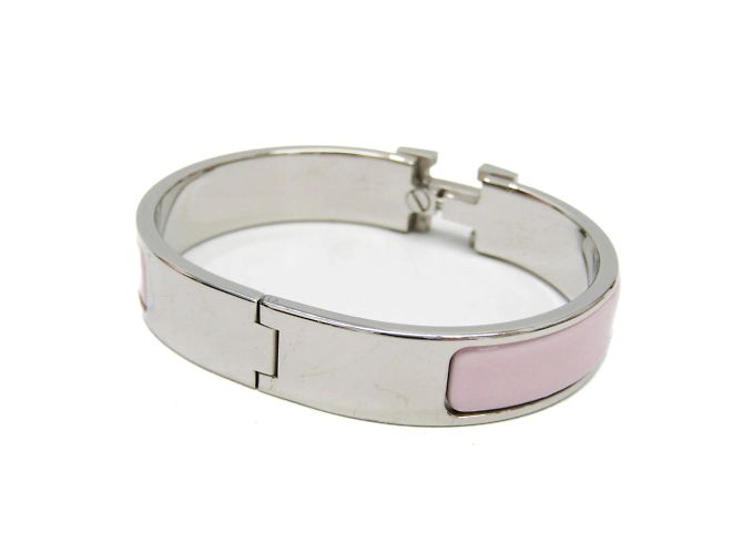 Hermès Bracciale in smalto e metallo Hermes Clic Clac H Argento Rosa - vista 3