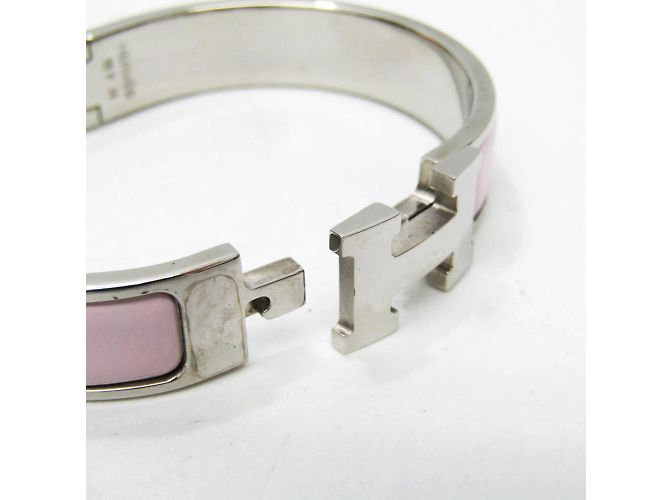 Hermès Bracciale in smalto e metallo Hermes Clic Clac H Argento Rosa - vista 4