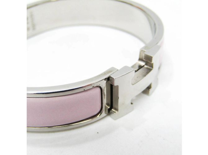 Hermès Bracciale in smalto e metallo Hermes Clic Clac H Argento Rosa - vista 6