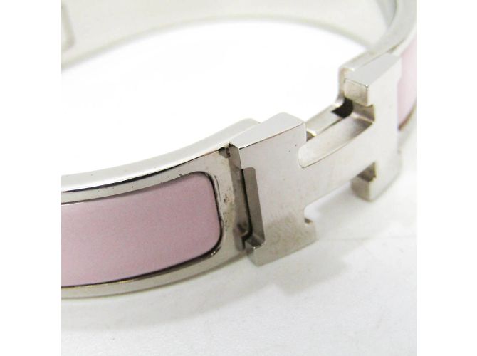 Hermès Bracciale in smalto e metallo Hermes Clic Clac H Argento Rosa - vista 7