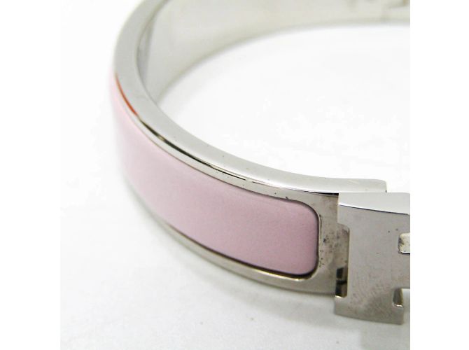 Hermès Bracciale in smalto e metallo Hermes Clic Clac H Argento Rosa - vista 8