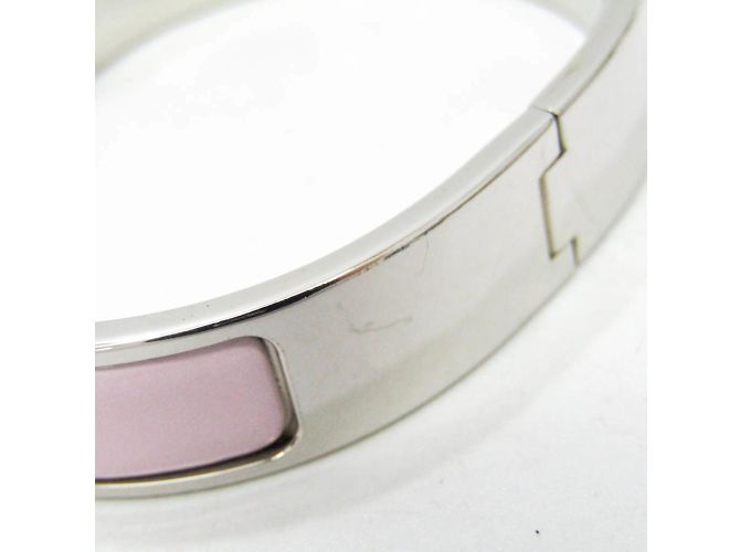 Hermès Bracciale in smalto e metallo Hermes Clic Clac H Argento Rosa - vista 9