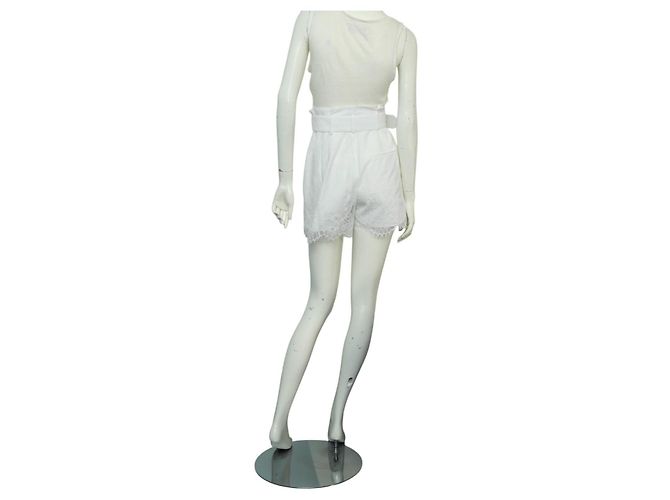 Shorts de renda branca com cinto Self Portrait Branco - vista 2