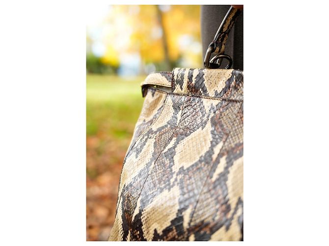 Sac à main Fendi Grand Peekaboo en Python Marron Clair - vue 4
