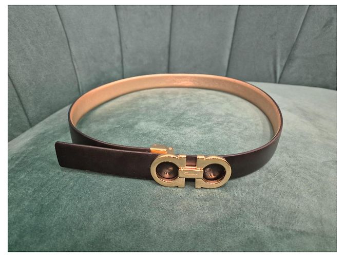 Cintura reversibile Salvatore Ferragamo in pelle nera 90cm Nero - vista 6