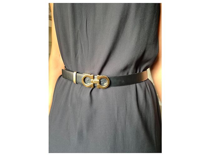 Cintura reversibile Salvatore Ferragamo in pelle nera 90cm Nero - vista 8