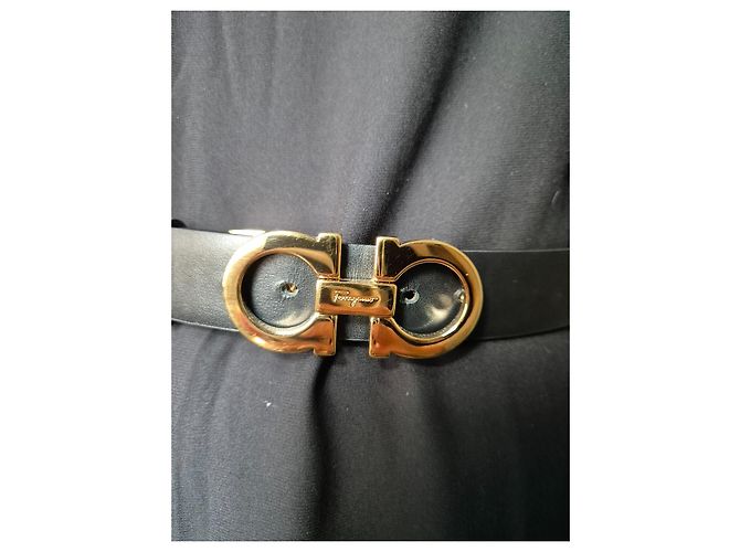 Cintura reversibile Salvatore Ferragamo in pelle nera 90cm Nero - vista 9