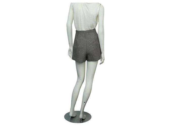 Pantaloncini Sandro in lana grigia a spina di pesce con paillettes Grigio - vista 2