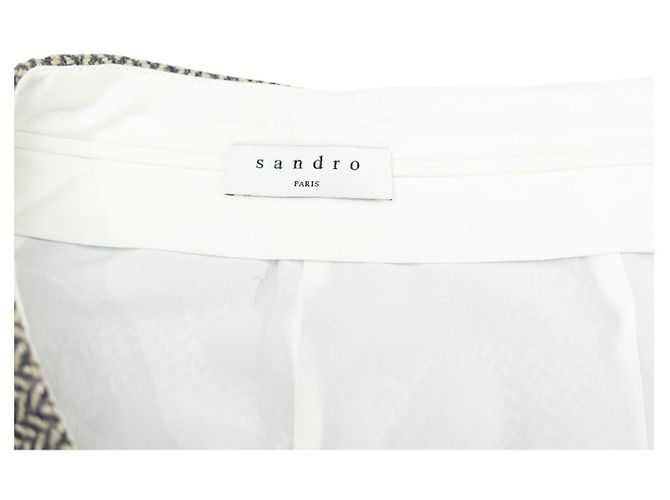 Pantaloncini Sandro in lana grigia a spina di pesce con paillettes Grigio - vista 4