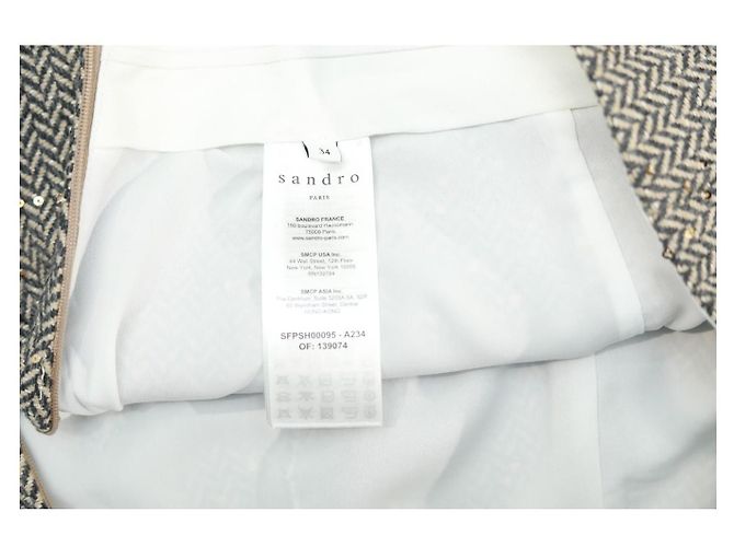 Pantaloncini Sandro in lana grigia a spina di pesce con paillettes Grigio - vista 5