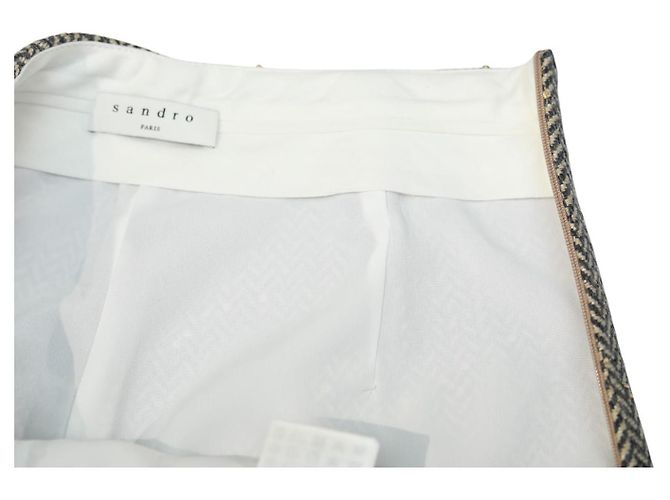 Pantaloncini Sandro in lana grigia a spina di pesce con paillettes Grigio - vista 9