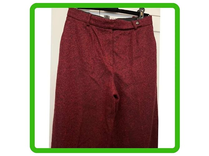 Céline Vintage Cashmere gerade Beinhose in Größe 40 Bordeaux - Ansicht 3