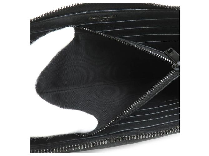 Saint Laurent geprägte Leder-Langbörse Schwarz - Ansicht 4