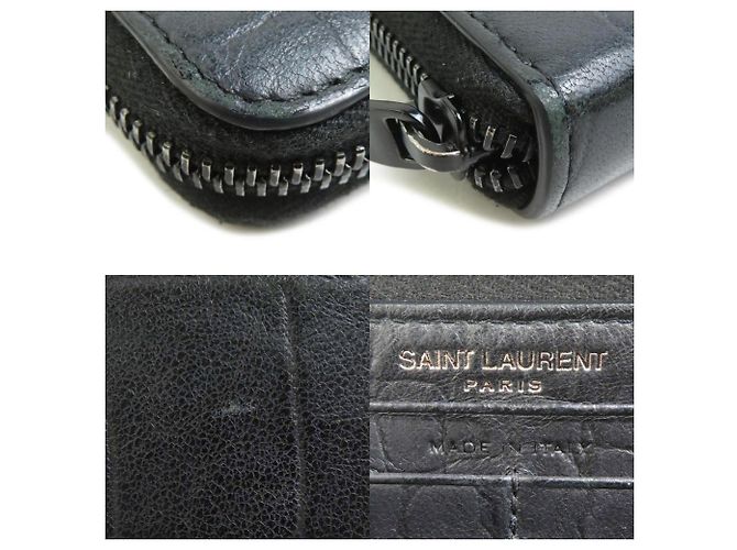 Saint Laurent geprägte Leder-Langbörse Schwarz - Ansicht 5