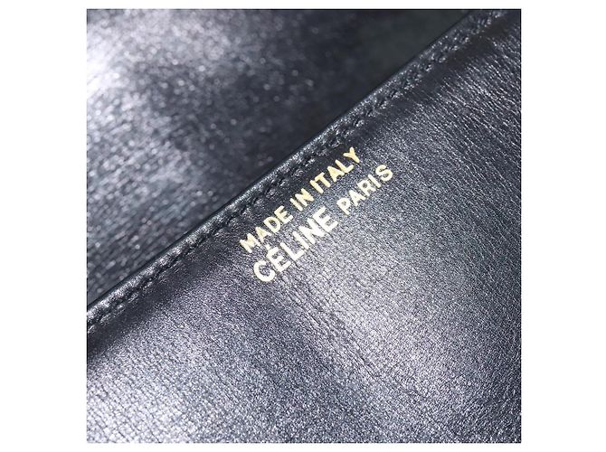 Céline Sac à épaule CELINE en cuir noir et or Auth mr1261 Doré - vue 18