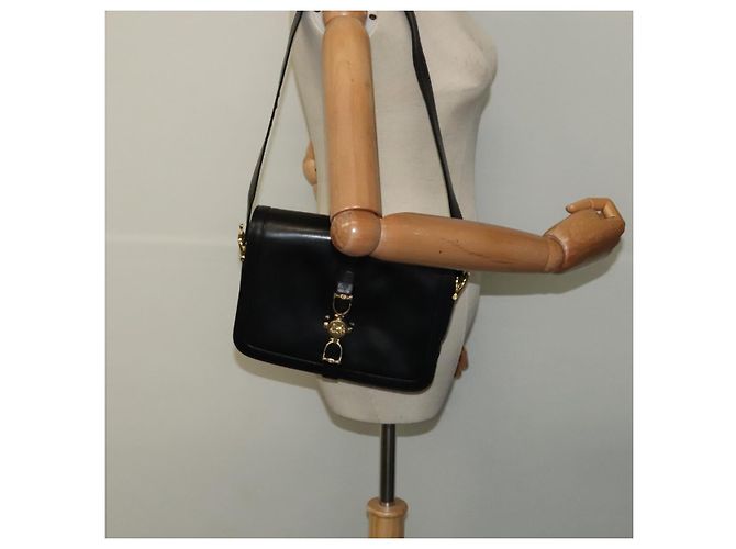 Céline Sac à épaule CELINE en cuir noir et or Auth mr1261 Doré - vue 23