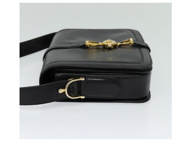 Céline Sac à épaule CELINE en cuir noir et or Auth mr1261 Doré - vue 3