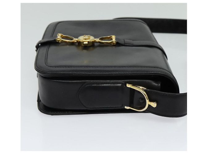 Céline Sac à épaule CELINE en cuir noir et or Auth mr1261 Doré - vue 4