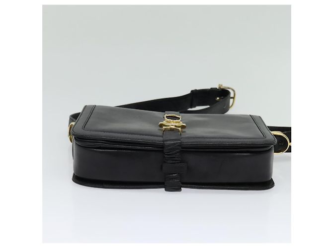 Céline Sac à épaule CELINE en cuir noir et or Auth mr1261 Doré - vue 5