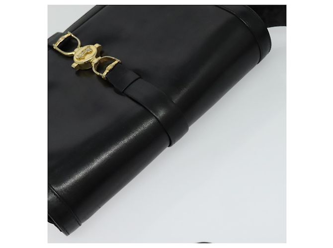 Céline Sac à épaule CELINE en cuir noir et or Auth mr1261 Doré - vue 6