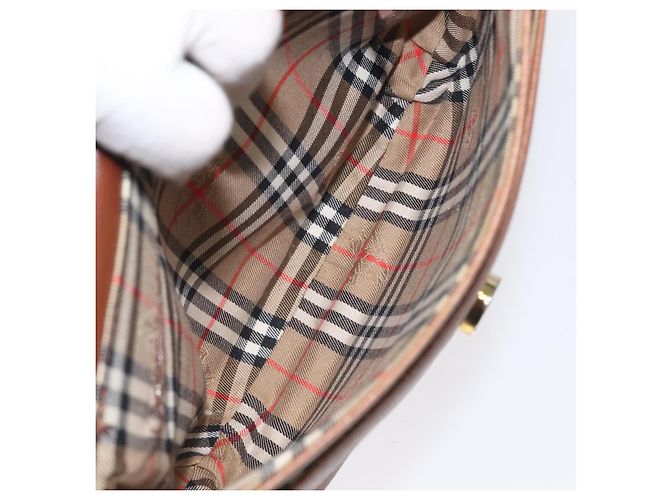 Autre Marque Borsa a spalla Burberrys in pelle marrone Auth ep8223 - vista 11