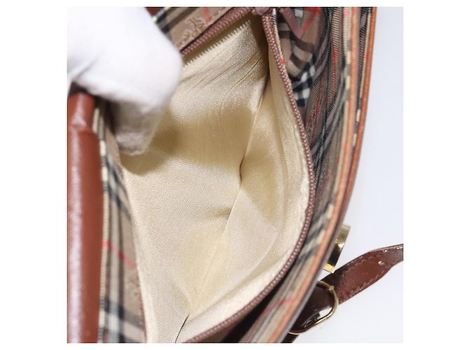 Autre Marque Borsa a spalla Burberrys in pelle marrone Auth ep8223 - vista 12