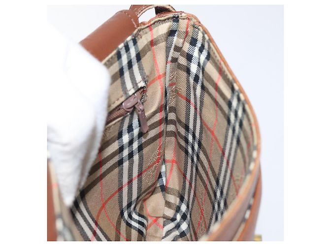 Autre Marque Borsa a spalla Burberrys in pelle marrone Auth ep8223 - vista 18