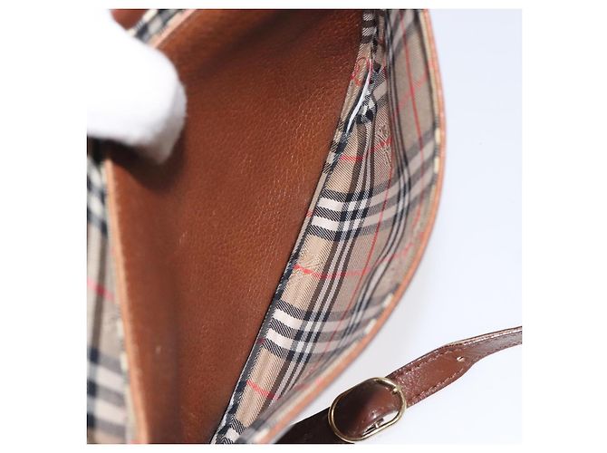 Autre Marque Borsa a spalla Burberrys in pelle marrone Auth ep8223 - vista 20