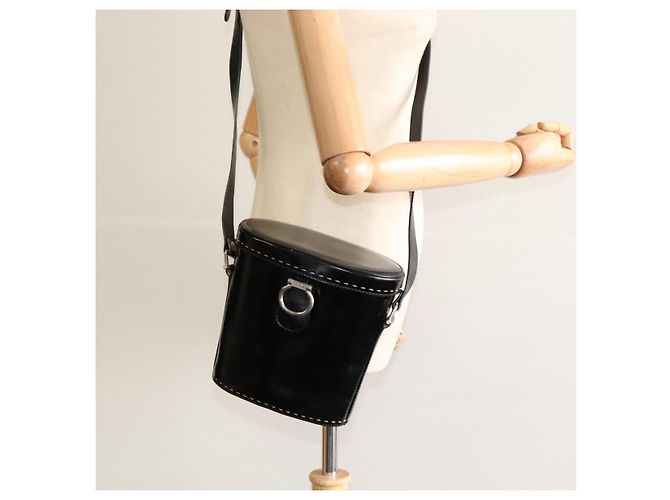 Céline Borsa a spalla CELINE in pelle verniciata nera Auth 116182 Nero - vista 23