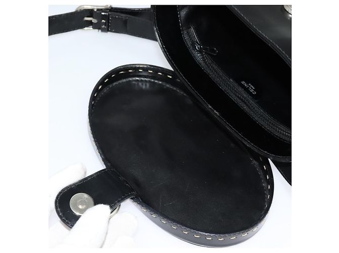 Céline Borsa a spalla CELINE in pelle verniciata nera Auth 116182 Nero - vista 9