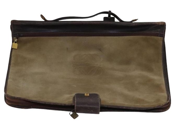 LOEWE Anagram Funda para Prendas Suede Beige Auth ac3727 - vista 13