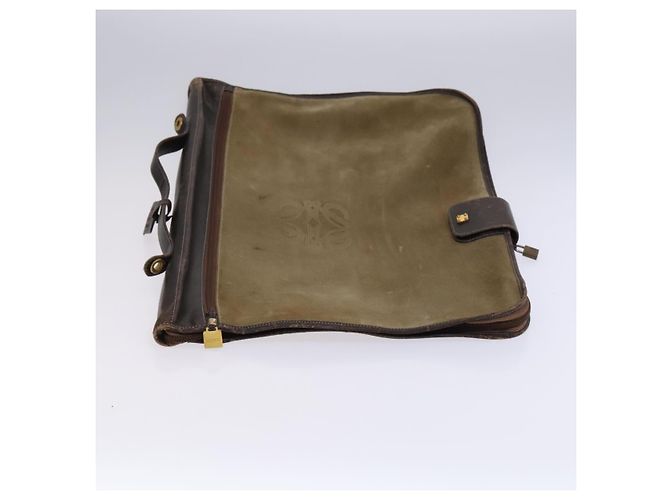 LOEWE Anagram Funda para Prendas Suede Beige Auth ac3727 - vista 4
