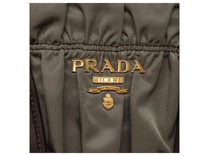 PRADA Borsa a Mano Nylon 2 vie Kaki Oro Auth BD1244 D'oro Cachi - vista 17